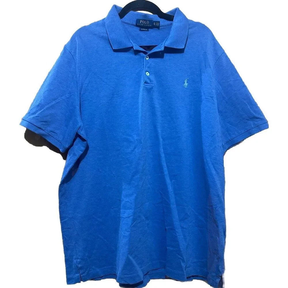 POLO RALPH LAUREN MEN'S SOFT  BLUE POLO‎ SHIRT SIZE XL EXCELLENT